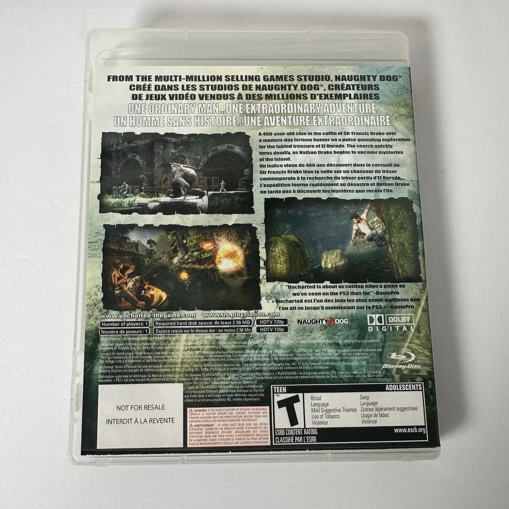 Sony Uncharted Drake's‎ Fortune PS3 Not For Resale Edition Naughty Dog Complete